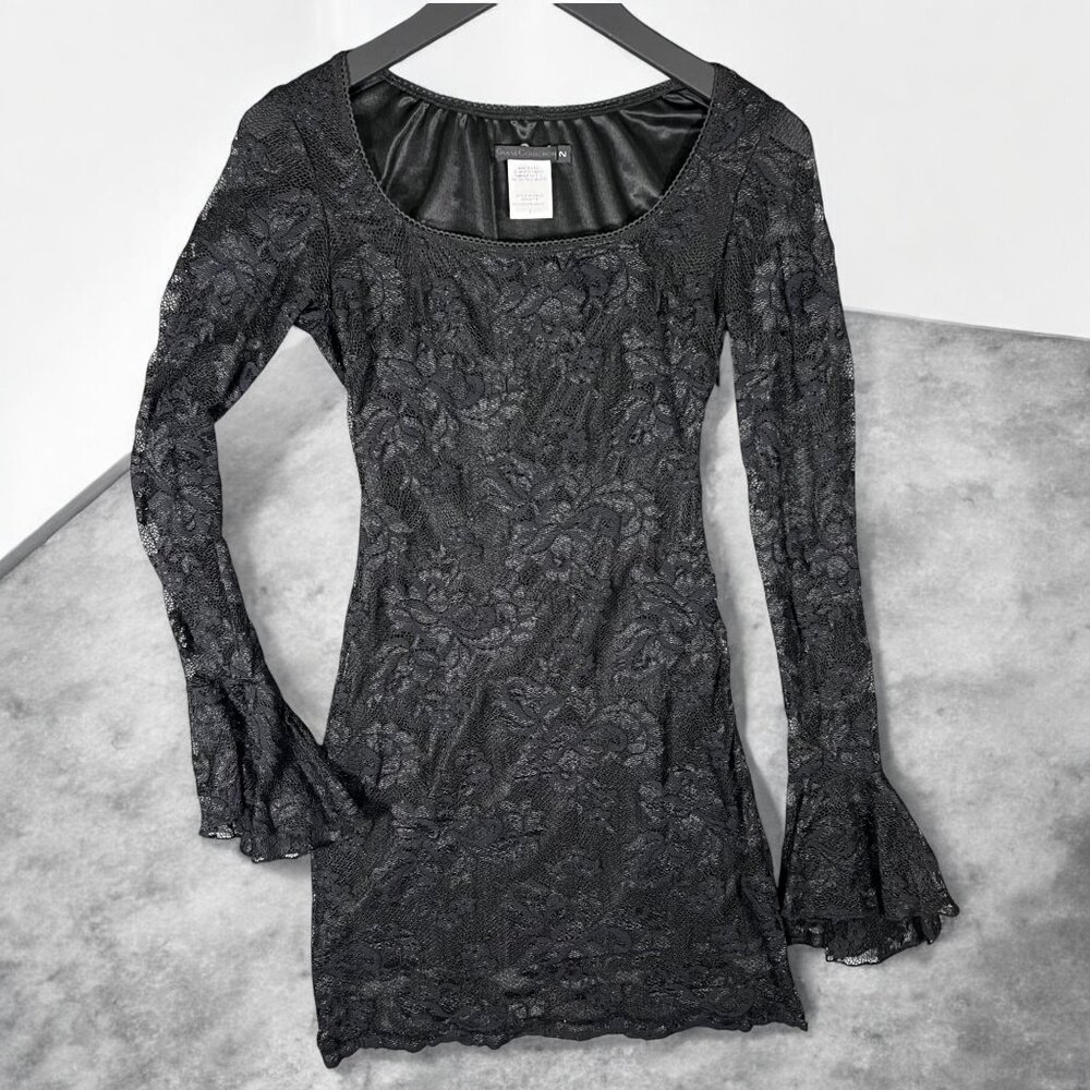 Guess Collection bell poet whimsigoth witchy grunge blackβ lace mini dress 2